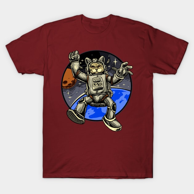 cat astronaut in space T-Shirt by Mako Design 